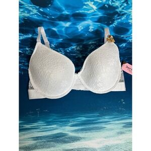 👙Juicy Couture Sexy Push Up Lace Bra White Logo Band JC6914F 36D NWT